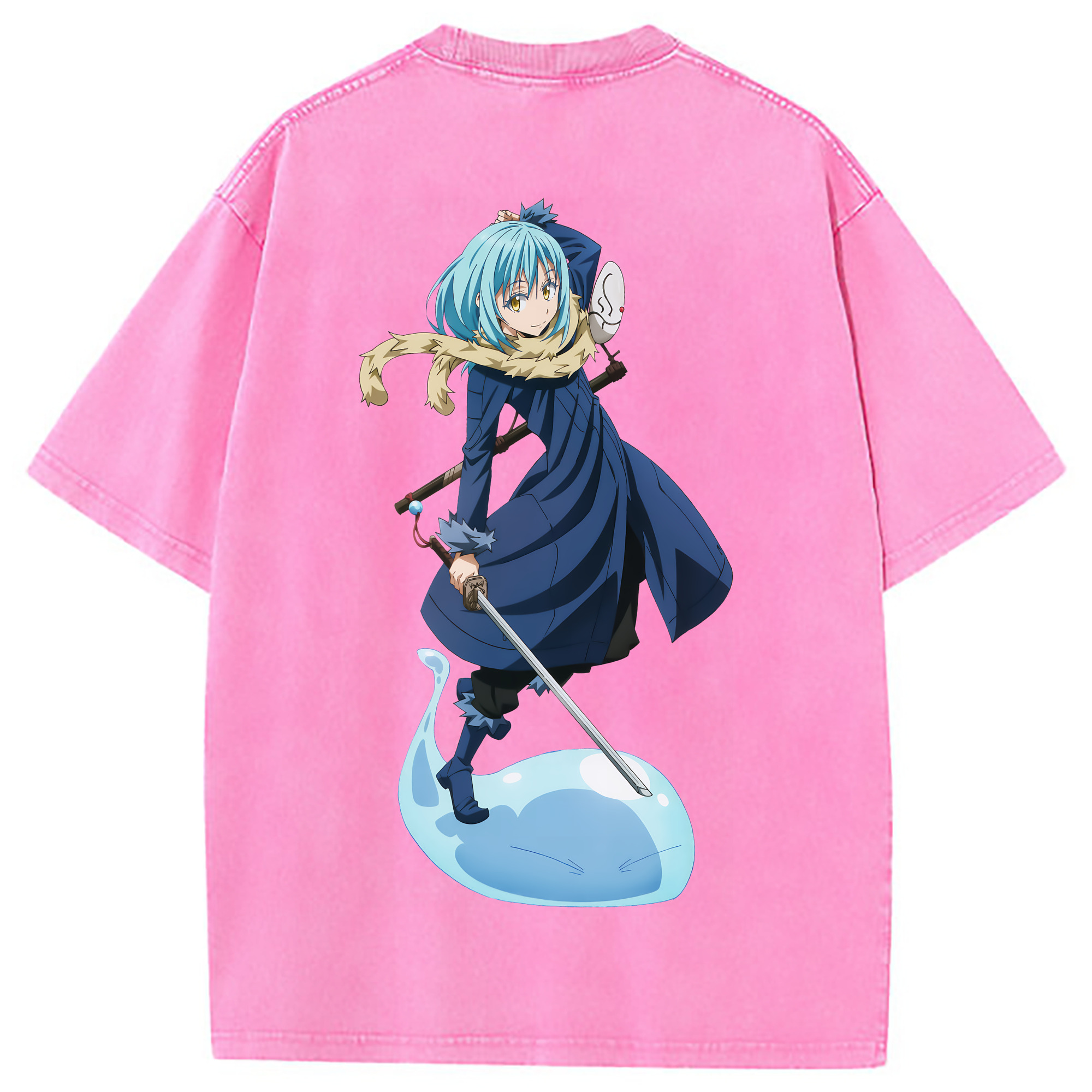 （画像用） 転スラ Regarding Reincarnated to Slime 綿100% ヴィンテージ風 半袖Tシャツ（背面プリント）